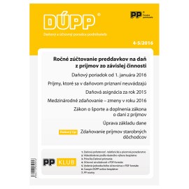 DUPP 4-5 2016 Ročné zúčtovanie preddavkov na daň z príjmov zo závislej činnosti