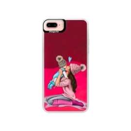 iSaprio Pink Kissing Mom Brunette and Boy Apple iPhone 7 Plus