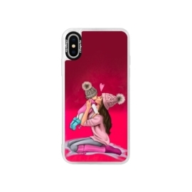 iSaprio Pink Kissing Mom Brunette and Girl Apple iPhone XS