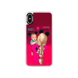 iSaprio Pink Mama Mouse Blonde and Boy Apple iPhone XS