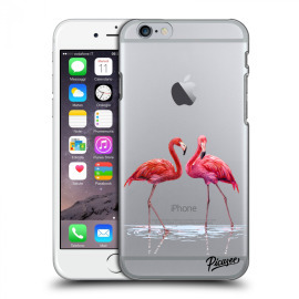 Picasee Silikónový prehľadný obal pre Apple iPhone 6/6S - Flamingos couple