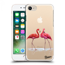 Picasee Silikónový prehľadný obal pre Apple iPhone 7 - Flamingos couple