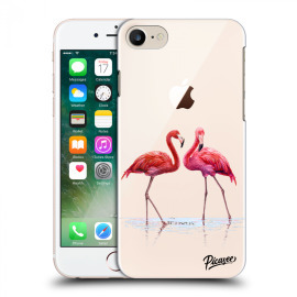 Picasee Silikónový prehľadný obal pre Apple iPhone 8 - Flamingos couple