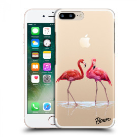 Picasee Silikónový prehľadný obal pre Apple iPhone 7 Plus - Flamingos couple