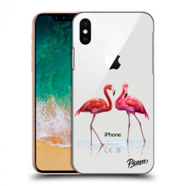 Picasee Silikónový prehľadný obal pre Apple iPhone X/XS - Flamingos couple