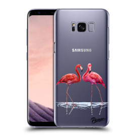 Picasee Silikónový prehľadný obal pre Samsung Galaxy S8 G950F - Flamingos couple