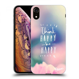 Picasee Silikónový čierny obal pre Apple iPhone XR - Think happy be happy