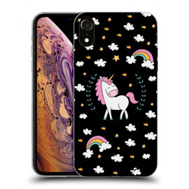 Picasee Silikónový čierny obal pre Apple iPhone XR - Unicorn star heaven