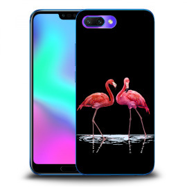 Picasee Silikónový čierny obal pre Honor 10 - Flamingos couple