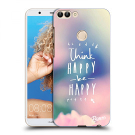 Picasee Silikónový čierny obal pre Huawei P Smart - Think happy be happy