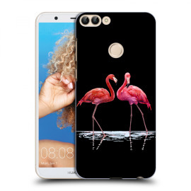 Picasee Silikónový čierny obal pre Huawei P Smart - Flamingos couple