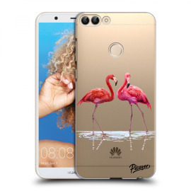 Picasee Silikónový prehľadný obal pre Huawei P Smart - Flamingos couple