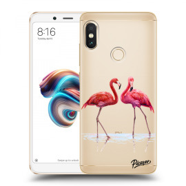 Picasee Silikónový prehľadný obal pre Xiaomi Redmi Note 5 Global - Flamingos couple