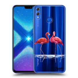 Picasee Silikónový prehľadný obal pre Honor 8X - Flamingos couple