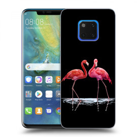 Picasee Silikónový čierny obal pre Huawei Mate 20 Pro - Flamingos couple