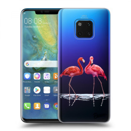 Picasee Silikónový prehľadný obal pre Huawei Mate 20 Pro - Flamingos couple