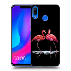 Picasee Silikónový čierny obal pre Huawei Nova 3 - Flamingos couple