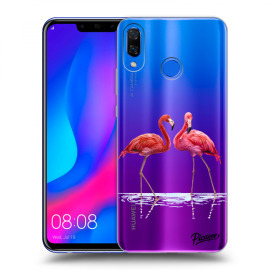 Picasee Silikónový prehľadný obal pre Huawei Nova 3 - Flamingos couple