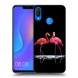 Picasee Silikónový čierny obal pre Huawei Nova 3i - Flamingos couple