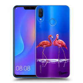 Picasee Silikónový prehľadný obal pre Huawei Nova 3i - Flamingos couple