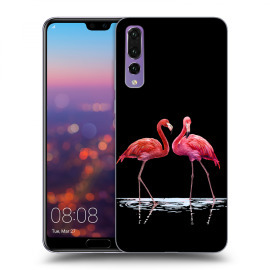 Picasee Silikónový čierny obal pre Huawei P20 Pro - Flamingos couple