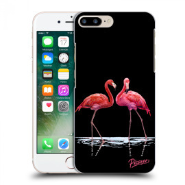 Picasee Silikónový čierny obal pre Apple iPhone 7 Plus - Flamingos couple