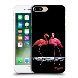 Picasee Silikónový čierny obal pre Apple iPhone 8 Plus - Flamingos couple