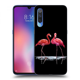 Picasee Silikónový čierny obal pre Xiaomi Mi 9 - Flamingos couple