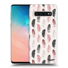 Picasee Silikónový čierny obal pre Samsung Galaxy S10 G973 - Feather 2