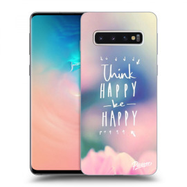 Picasee Silikónový čierny obal pre Samsung Galaxy S10 G973 - Think happy be happy