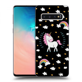 Picasee Silikónový čierny obal pre Samsung Galaxy S10 G973 - Unicorn star heaven