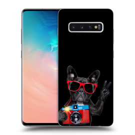 Picasee Silikónový čierny obal pre Samsung Galaxy S10 Plus G975 - French Bulldog