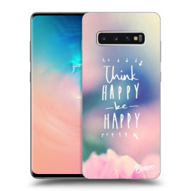 Picasee Silikónový čierny obal pre Samsung Galaxy S10 Plus G975 - Think happy be happy