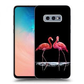 Picasee Silikónový čierny obal pre Samsung Galaxy S10e G970 - Flamingos couple