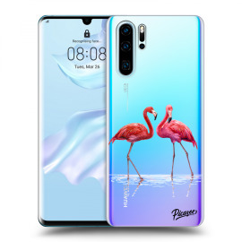 Picasee Silikónový prehľadný obal pre Huawei P30 Pro - Flamingos couple