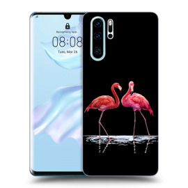 Picasee Silikónový čierny obal pre Huawei P30 Pro - Flamingos couple