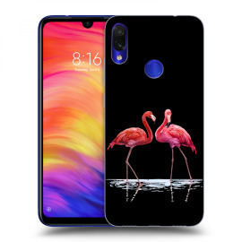 Picasee Silikónový čierny obal pre Xiaomi Redmi Note 7 - Flamingos couple