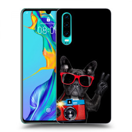 Picasee Silikónový čierny obal pre Huawei P30 - French Bulldog