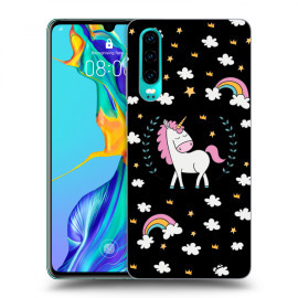 Picasee Silikónový čierny obal pre Huawei P30 - Unicorn star heaven