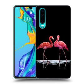 Picasee Silikónový čierny obal pre Huawei P30 - Flamingos couple