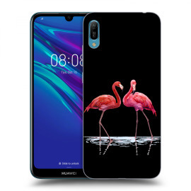 Picasee Silikónový čierny obal pre Huawei Huawei Y6 2019 - Flamingos couple