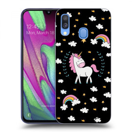 Picasee Silikónový čierny obal pre Samsung Galaxy A40 A405F - Unicorn star heaven