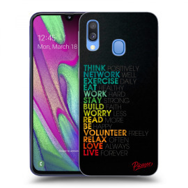 Picasee Silikónový čierny obal pre Samsung Galaxy A40 A405F - Motto life