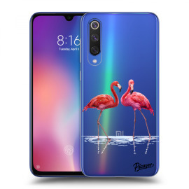 Picasee Silikónový prehľadný obal pre Xiaomi Mi 9 SE - Flamingos couple