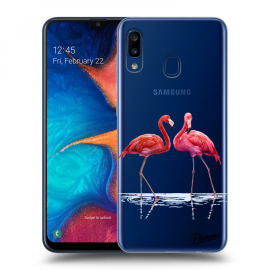 Picasee Silikónový prehľadný obal pre Samsung Galaxy A20e A202F - Flamingos couple