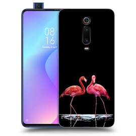 Picasee Silikónový čierny obal pre Xiaomi Mi 9T (Pro) - Flamingos couple