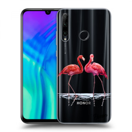 Picasee Silikónový prehľadný obal pre Honor 20 Lite - Flamingos couple