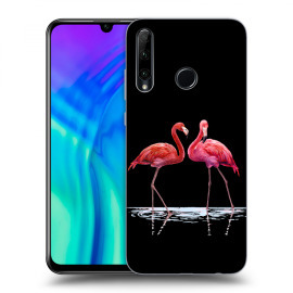 Picasee Silikónový čierny obal pre Honor 20 Lite - Flamingos couple