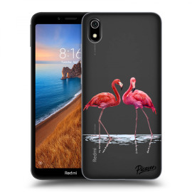 Picasee Silikónový prehľadný obal pre Xiaomi Redmi 7A - Flamingos couple