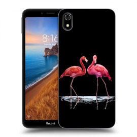 Picasee Silikónový čierny obal pre Xiaomi Redmi 7A - Flamingos couple